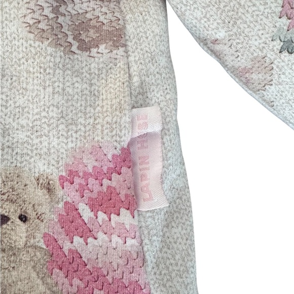 Lapin House Girls toddler teddy bear flowers pixel reversible fuzzy jacket - Picture 2 of 5